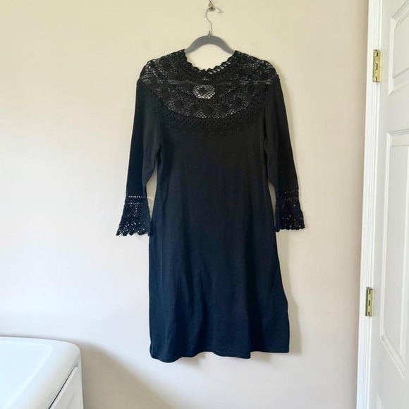 Peruvian Connection Dresses & Skirts - Peruvian Connection Black Crochet Dress Medium 100% pima cotton lace short mini